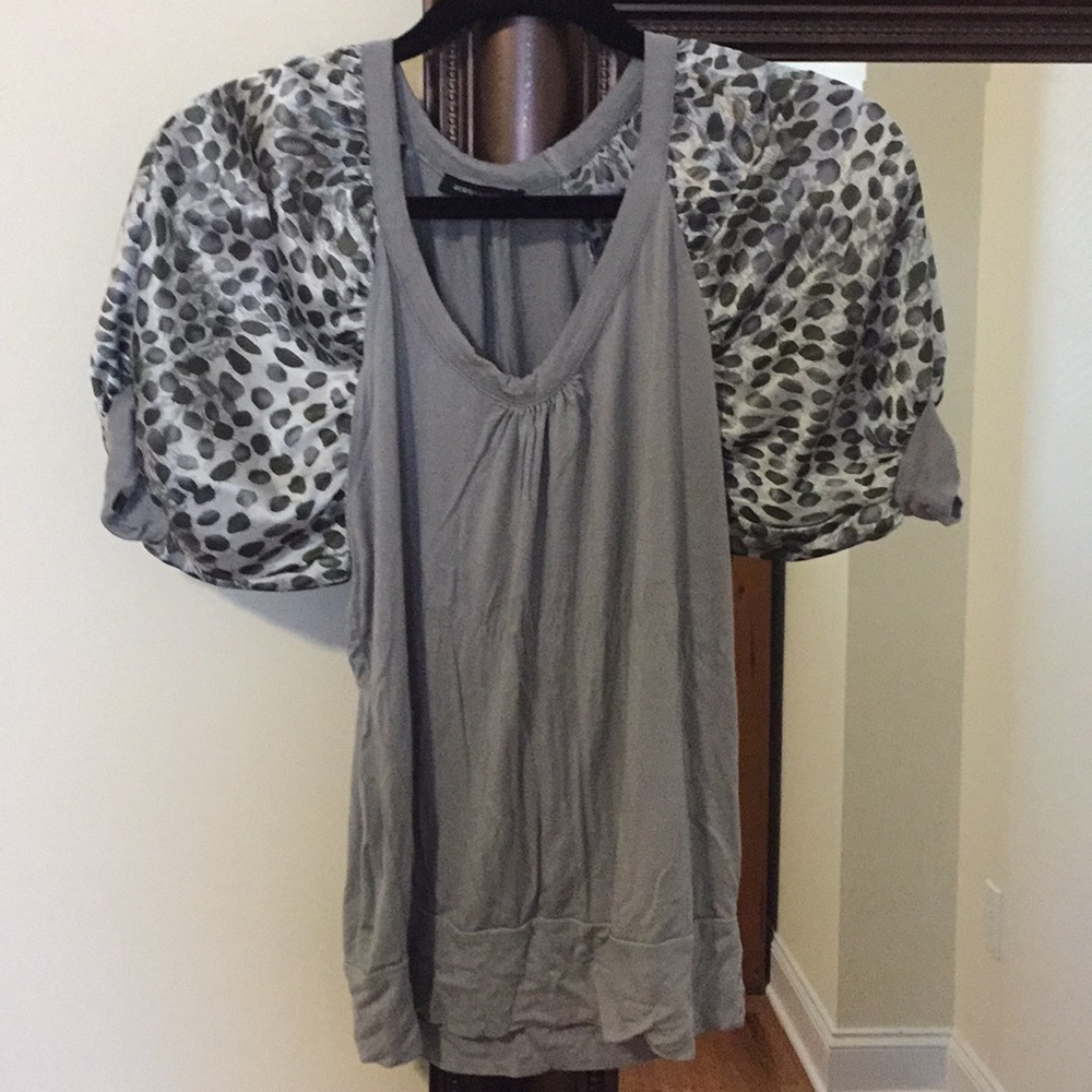 BCBGMaxAzria Shirt Sleeve Top w/Puffy Sleeves